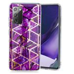 For Samsung Galaxy Note20 Plating Marble Pattern Soft TPU Protective Case(Purple)
