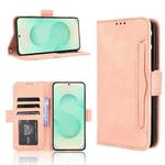 For Samsung Galaxy S25 Edge 5G Skin Feel Calf Texture Card Slots Leather Phone Case(Pink)