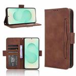 For Samsung Galaxy S25 Edge 5G Skin Feel Calf Texture Card Slots Leather Phone Case(Brown)