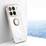 For Xiaomi 15 Pro XINLI Straight Edge 6D Electroplate TPU Phone Case with Ring Holder(White)