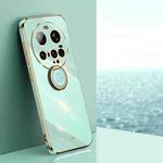 For Xiaomi 15 Ultra XINLI Straight Edge 6D Electroplate TPU Phone Case with Ring Holder(Mint Green)
