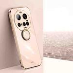 For Xiaomi 15 Ultra XINLI Straight Edge 6D Electroplate TPU Phone Case with Ring Holder(Pink)
