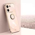 For Xiaomi Poco M7 Pro 5G XINLI Straight Edge 6D Electroplate TPU Phone Case with Ring Holder(Pink)