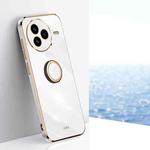 For Xiaomi Civi 5 Pro XINLI Straight Edge 6D Electroplate TPU Phone Case with Ring Holder(White)