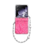 For Xiaomi Mix Flip Three Parts Pearlescent Shell Texture Phone Case with Bracelet(Red)