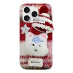 For iPhone 16 Pro Cartoon Dog Plush Phone Case(Red)