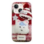 For iPhone 14 Plus Cartoon Dog Plush Phone Case(Red)