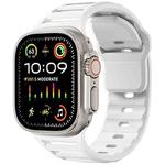 For Apple Watch 46mm / 49mm / 45mm / 44mm Single Nail Dual-Color Multi-hole Silicone Watch Band(White)