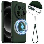 For Xiaomi 14 Ultra Shockproof Silicone Magsafe Phone Case(Dark Green)