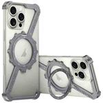 For iPhone 16 Pro Z-shaped Frameless Metal 360 Holder MagSafe Phone Case(Space Grey)