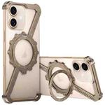 For iPhone 16 Plus Z-shaped Frameless Metal 360 Holder MagSafe Phone Case(Desert Gold)