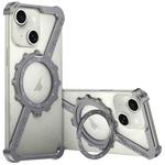 For iPhone 15 Z-shaped Frameless Metal 360 Holder MagSafe Phone Case(Space Grey)