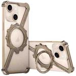 For iPhone 15 Z-shaped Frameless Metal 360 Holder MagSafe Phone Case(Desert Gold)