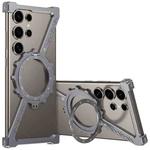 For Samsung Galaxy S23 Ultra 5G Z-shaped Frameless Metal 360 Holder MagSafe Phone Case(Space Grey)