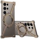 For Samsung Galaxy S23 Ultra 5G Z-shaped Frameless Metal 360 Holder MagSafe Phone Case(Desert Gold)