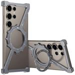 For Samsung Galaxy S25 Ultra 5G Z-shaped Frameless Metal 360 Holder MagSafe Phone Case(Space Grey)