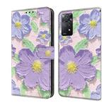 For Redmi Note 12 Pro 4G / 11 Pro Fresh Painted Leather Phone Case(Oil Painting Purple Flowers)