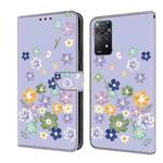 For Redmi Note 12 Pro 4G / 11 Pro Fresh Painted Leather Phone Case(Purple Floral)