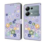 For Redmi Note 13 Pro 4G Fresh Painted Leather Phone Case(Purple Floral)