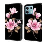 For Redmi Note 13 5G Fresh Painted Leather Phone Case(Black Flowers)