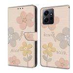 For Redmi Note 12 4G Global Fresh Painted Leather Phone Case(Beige Flowers)