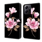 For Redmi Note 12 4G Global Fresh Painted Leather Phone Case(Black Flowers)