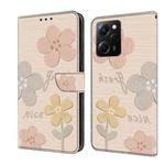 For Redmi Note 12 Pro 5G Global Fresh Painted Leather Phone Case(Beige Flowers)