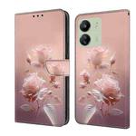 For Redmi 13C Fresh Painted Leather Phone Case(Ceramic Flowers)