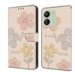 For Redmi 13C Fresh Painted Leather Phone Case(Beige Flowers)