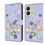 For Redmi 13C Fresh Painted Leather Phone Case(Purple Floral)