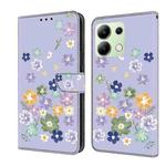 For Redmi Note 13 4G Fresh Painted Leather Phone Case(Purple Floral)