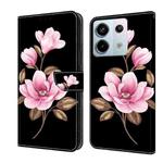 For Redmi Note 13 Pro 5G Fresh Painted Leather Phone Case(Black Flowers)