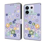 For Redmi Note 13 Pro 5G Fresh Painted Leather Phone Case(Purple Floral)