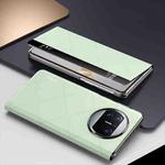 For Huawei Mate X3 Plain Leather Embossed MagSafe Magnetic Phone Leather Case(Green)