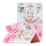 For Samsung Galaxy Tab A 8.0 (2019) / T290 Painted Pattern Horizontal Flip Leather Case with Holder(Leaves Flamingo)