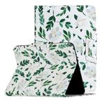 For Samsung Galaxy Tab 4 10.1 / T530 Painted Pattern Horizontal Flip Leather Case with Holder(White Flower Leaves)