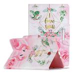 For Samsung Galaxy Tab E 9.6 / T560 Painted Pattern Horizontal Flip Leather Case with Holder(Leaves Flamingo)