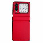 For Huawei nova Flip Integrated Magnetic Axis Solid Color Leather Texture Phone Case(Red)