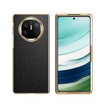 For Huawei Mate X6 Electroplated Litchi Pattern Phone Leather Case with Glass Lens(Black)