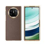 For Huawei Mate X6 Electroplated Litchi Pattern Phone Leather Case with Glass Lens(Coffee)