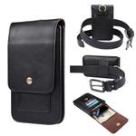 Lambskin Texture Men Phone Universal Double Lattice Waist Bag Leather Case, Size:S(Black)