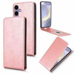 For Samsung Galaxy S24 FE 5G Magnetic Vertical Flip Leather Phone Case(Rose Gold)
