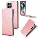 For Samsung Galaxy S24 Ultra 5G Magnetic Vertical Flip Leather Phone Case(Rose Gold)