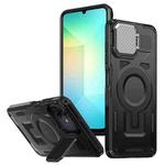 For Samsung Galaxy A06 5G Shield Frame Holder MagSafe Phone Case(Black)