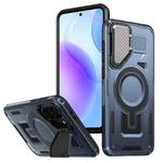 For Samsung Galaxy A56 5G Shield Frame Holder MagSafe Phone Case(Blue)