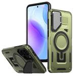 For Samsung Galaxy A56 5G Shield Frame Holder MagSafe Phone Case(Olive Green)