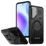 For Samsung Galaxy A56 5G Shield Frame Holder MagSafe Phone Case(Black)