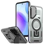 For Samsung Galaxy A56 5G Shield Frame Holder MagSafe Phone Case(Grey)