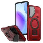 For Samsung Galaxy A36 5G Shield Frame Holder MagSafe Phone Case(Red)