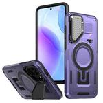 For Samsung Galaxy A36 5G Shield Frame Holder MagSafe Phone Case(Purple)